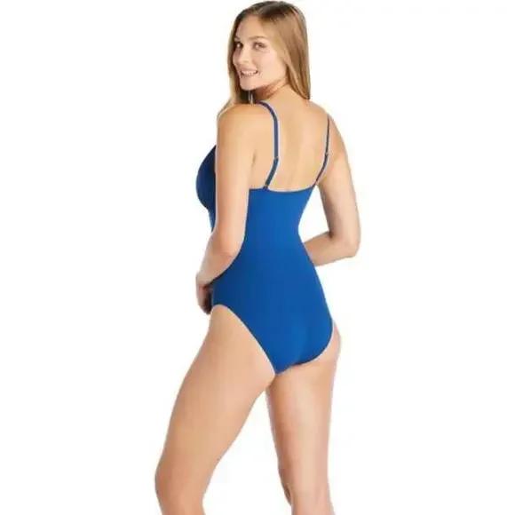 Bleu Rod Beattie Ring Me Up Over-The-Shoulder One-Piece Navy 10 Swimsuit NWTs - Picture 2 of 10